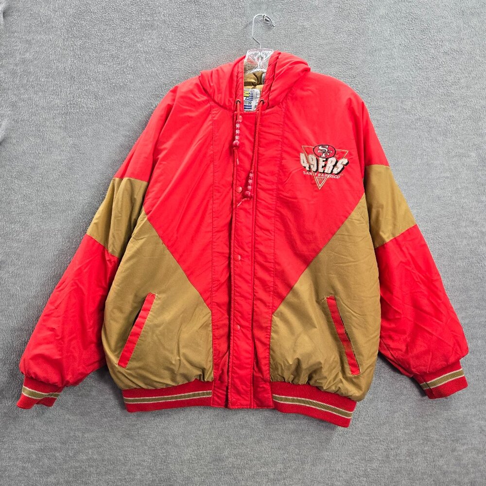 VINTAGE San Francisco 49ers Men Jacket Large Red Competitor Logo READ